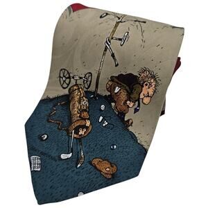Balancine Hot Cakes Gary Patterson Golf Cartoon Humor Novelty Polyester Tie 54"